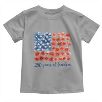 US 250 Years Of Freedom Toddler T Shirt Retro Flower American Flag