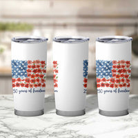 US 250 Years Of Freedom Tumbler Cup Retro Flower American Flag