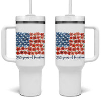 US 250 Years Of Freedom Tumbler With Handle Retro Flower American Flag