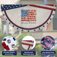 US 250 Years Of Freedom Patriotic Fan Flag Retro Flower American Flag