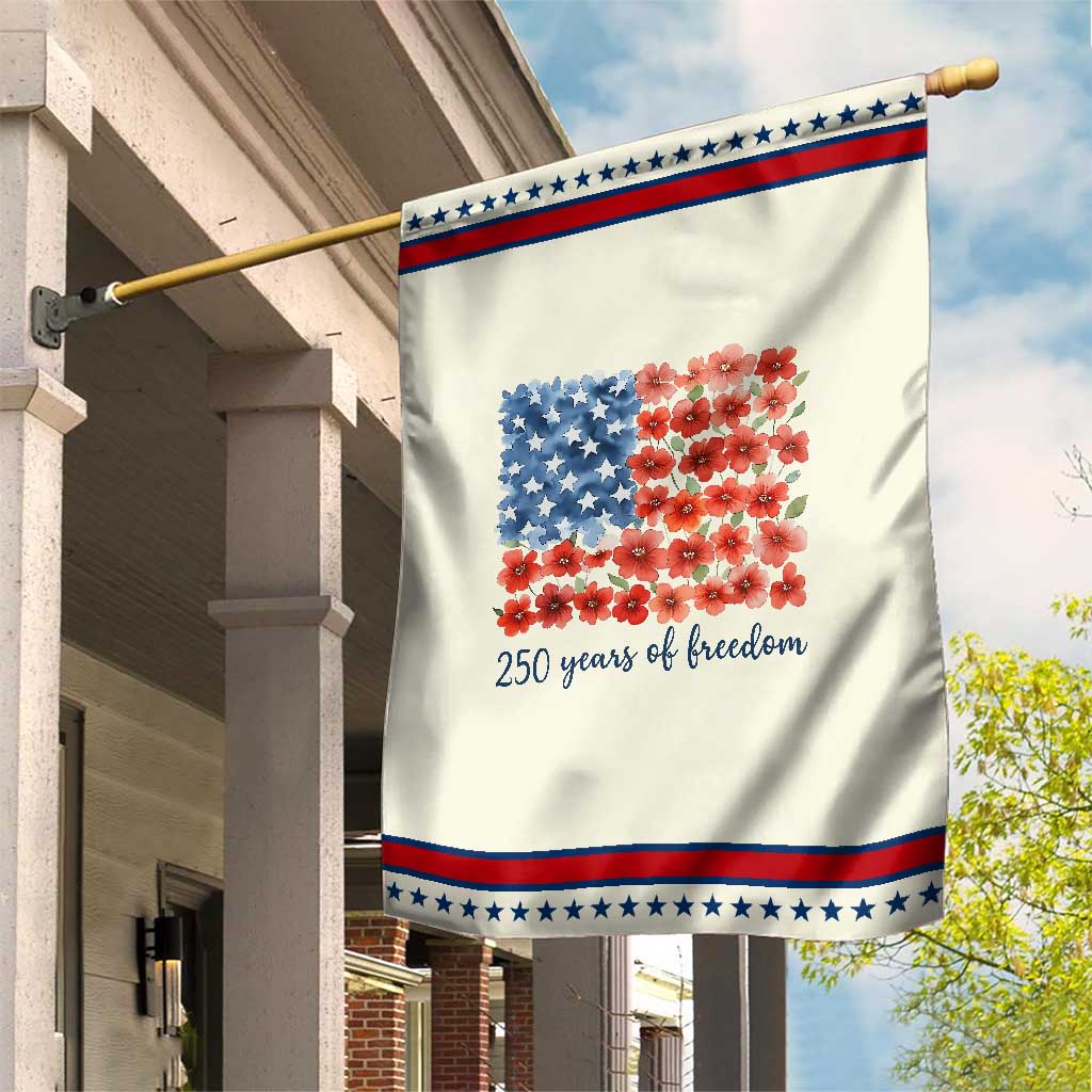 US 250 Years Of Freedom Patriotic Garden Flag Retro Flower American Flag