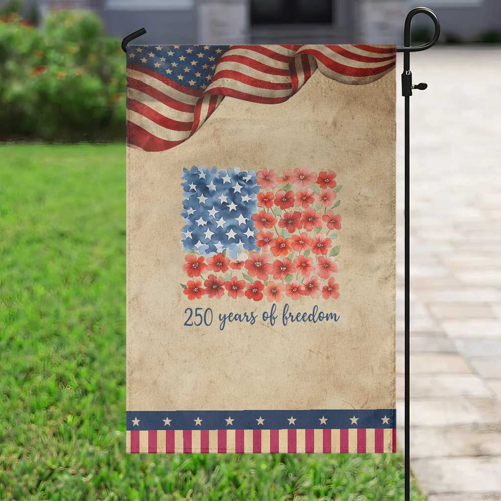 US 250 Years Of Freedom Patriotic Garden Flag Retro Flower American Flag