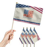 US 250 Years Of Freedom Patriotic Handheld Flag Retro Flower American Flag