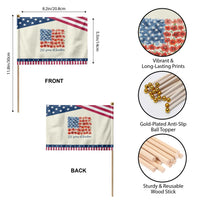 US 250 Years Of Freedom Patriotic Handheld Flag Retro Flower American Flag