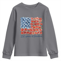 US 250 Years Of Freedom Youth Sweatshirt Retro Flower American Flag