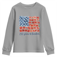 US 250 Years Of Freedom Youth Sweatshirt Retro Flower American Flag
