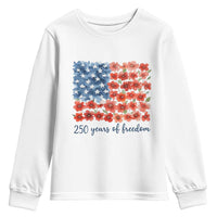 US 250 Years Of Freedom Youth Sweatshirt Retro Flower American Flag
