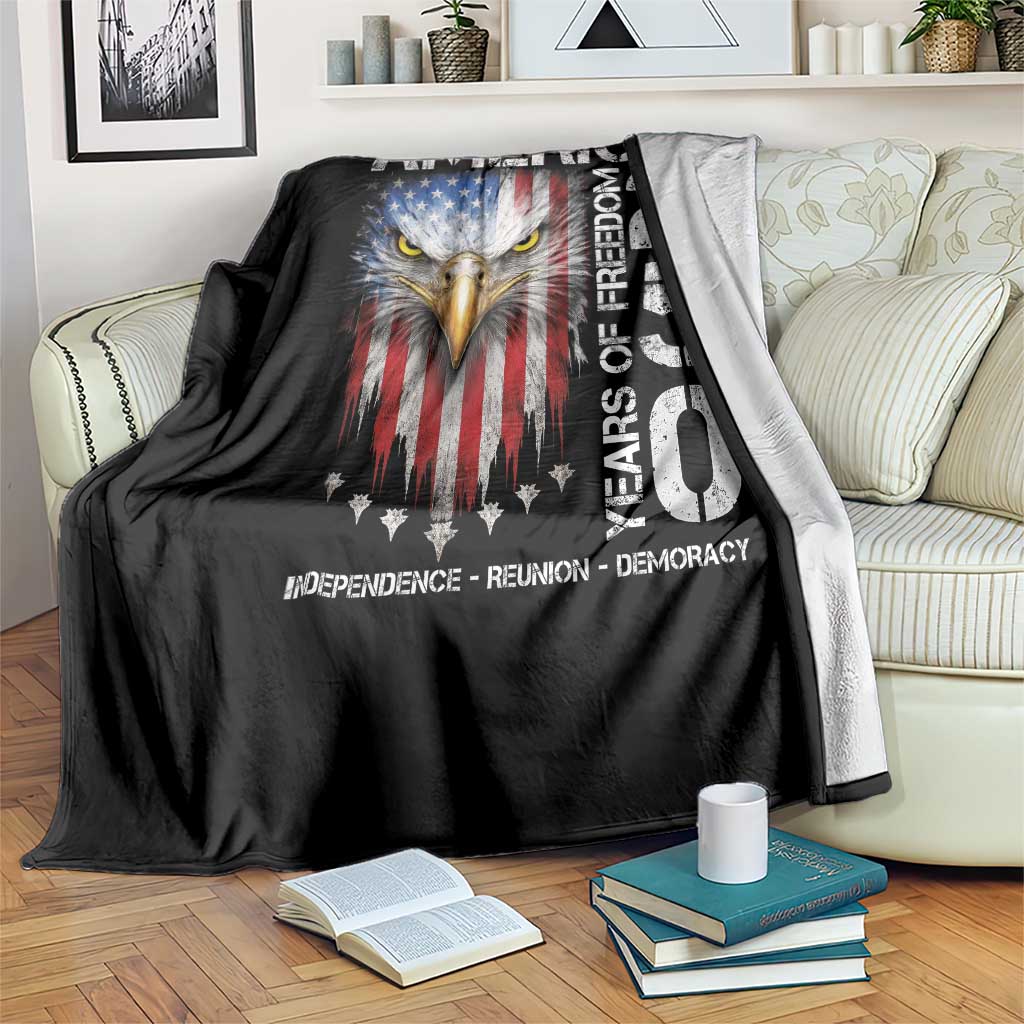 America 250 Years Of Freedom Throw Blanket USA Anniversary Bald Eagle Patriotic Jets