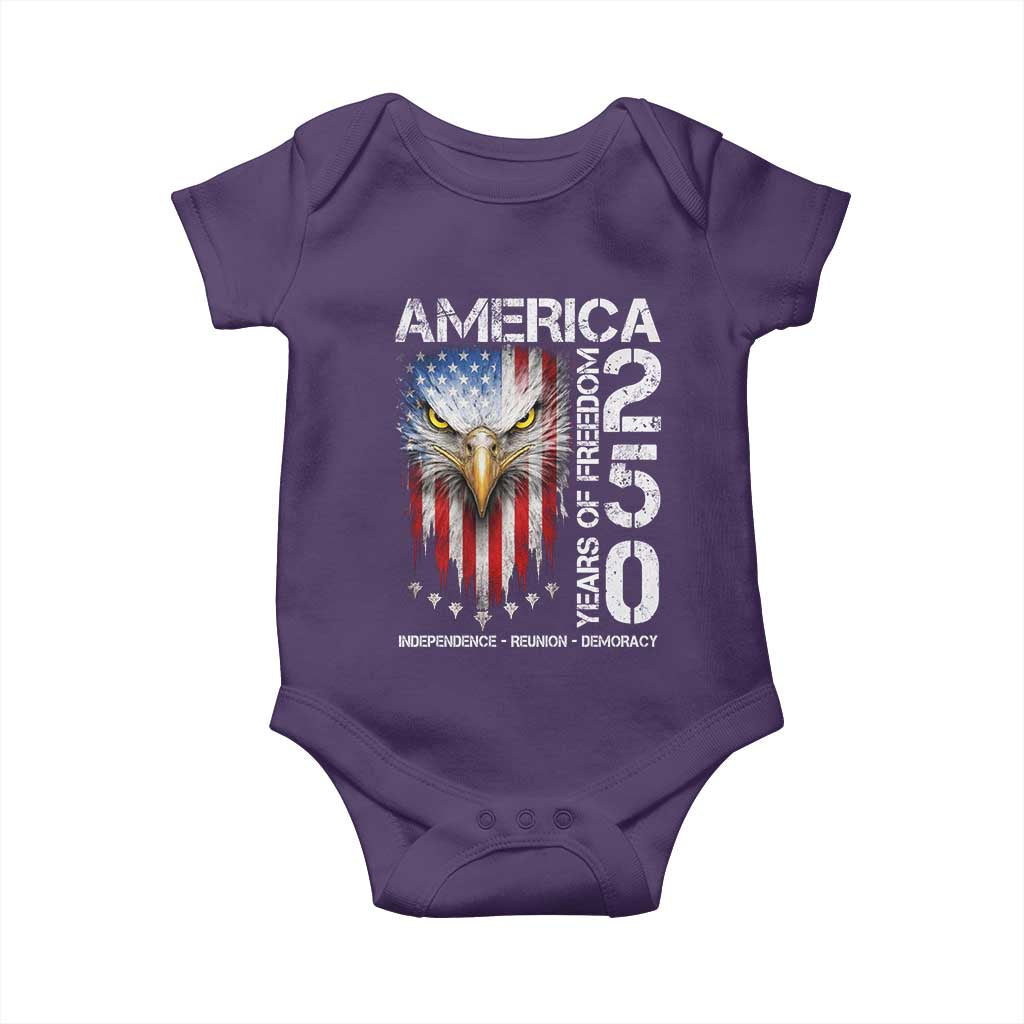 America 250 Years Of Freedom Baby Onesie USA Anniversary Bald Eagle Patriotic Jets