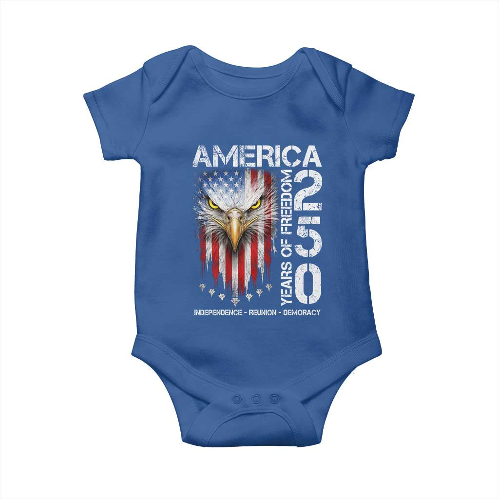 America 250 Years Of Freedom Baby Onesie USA Anniversary Bald Eagle Patriotic Jets