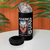 America 250 Years Of Freedom 4 in 1 Can Cooler Tumbler USA Anniversary Bald Eagle Patriotic Jets