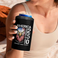 America 250 Years Of Freedom 4 in 1 Can Cooler Tumbler USA Anniversary Bald Eagle Patriotic Jets
