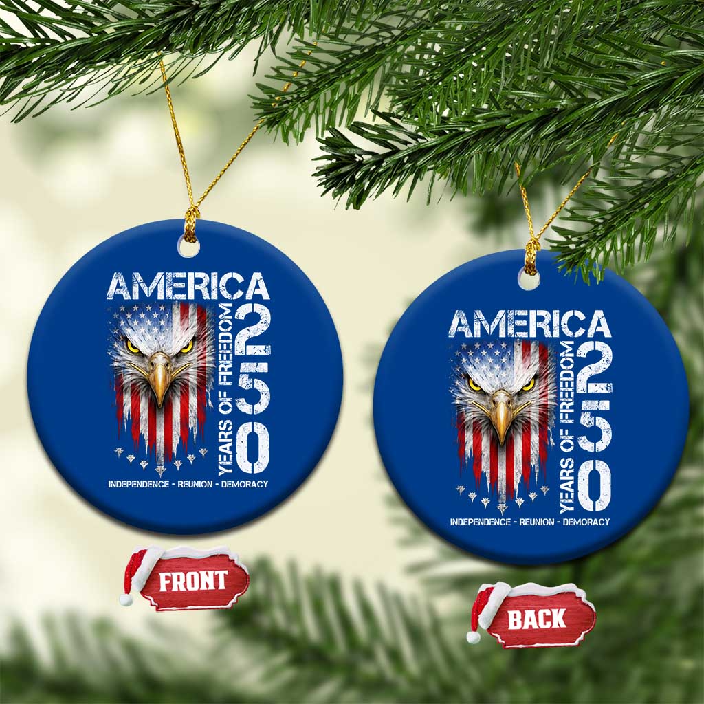 America 250 Years Of Freedom Ceramic Ornament USA Anniversary Bald Eagle Patriotic Jets