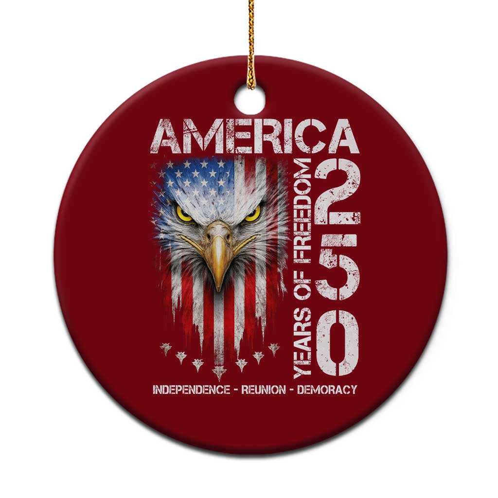 America 250 Years Of Freedom Ceramic Ornament USA Anniversary Bald Eagle Patriotic Jets