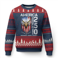 America 250 Years Of Freedom Ugly Christmas Sweater USA Anniversary Bald Eagle Patriotic Jets
