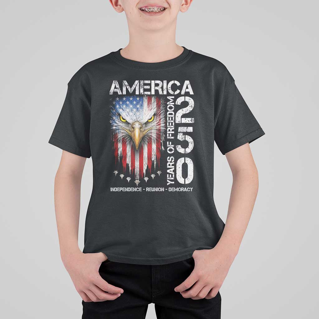 America 250 Years Of Freedom T Shirt For Kid USA Anniversary Bald Eagle Patriotic Jets