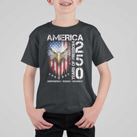 America 250 Years Of Freedom T Shirt For Kid USA Anniversary Bald Eagle Patriotic Jets