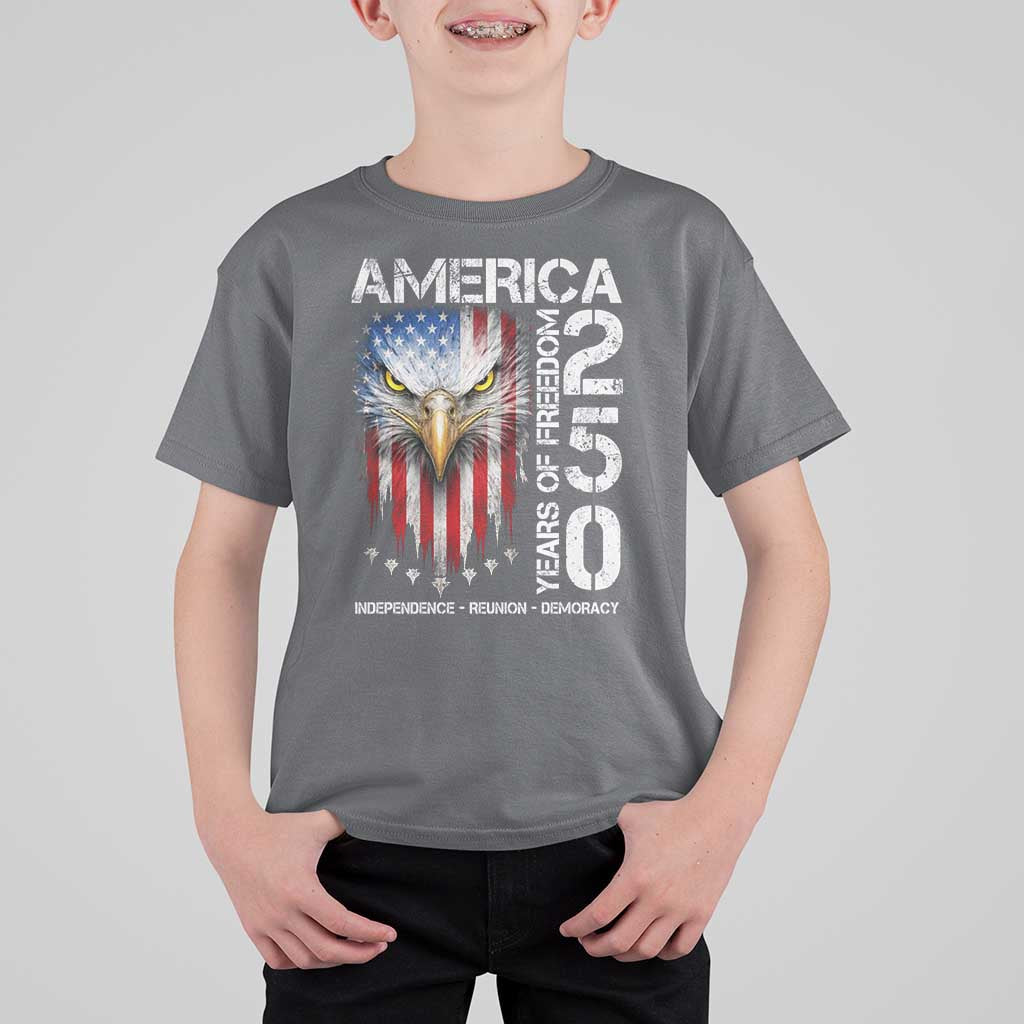 America 250 Years Of Freedom T Shirt For Kid USA Anniversary Bald Eagle Patriotic Jets