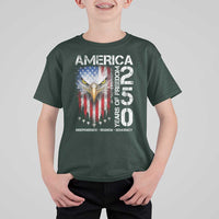 America 250 Years Of Freedom T Shirt For Kid USA Anniversary Bald Eagle Patriotic Jets
