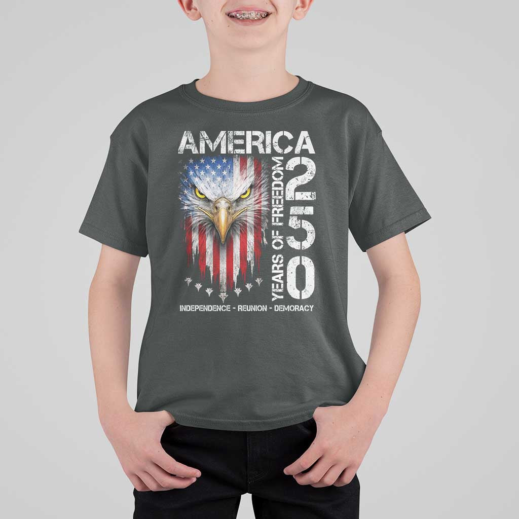 America 250 Years Of Freedom T Shirt For Kid USA Anniversary Bald Eagle Patriotic Jets