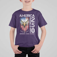 America 250 Years Of Freedom T Shirt For Kid USA Anniversary Bald Eagle Patriotic Jets