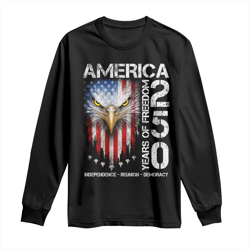 America 250 Years Of Freedom Long Sleeve Shirt USA Anniversary Bald Eagle Patriotic Jets