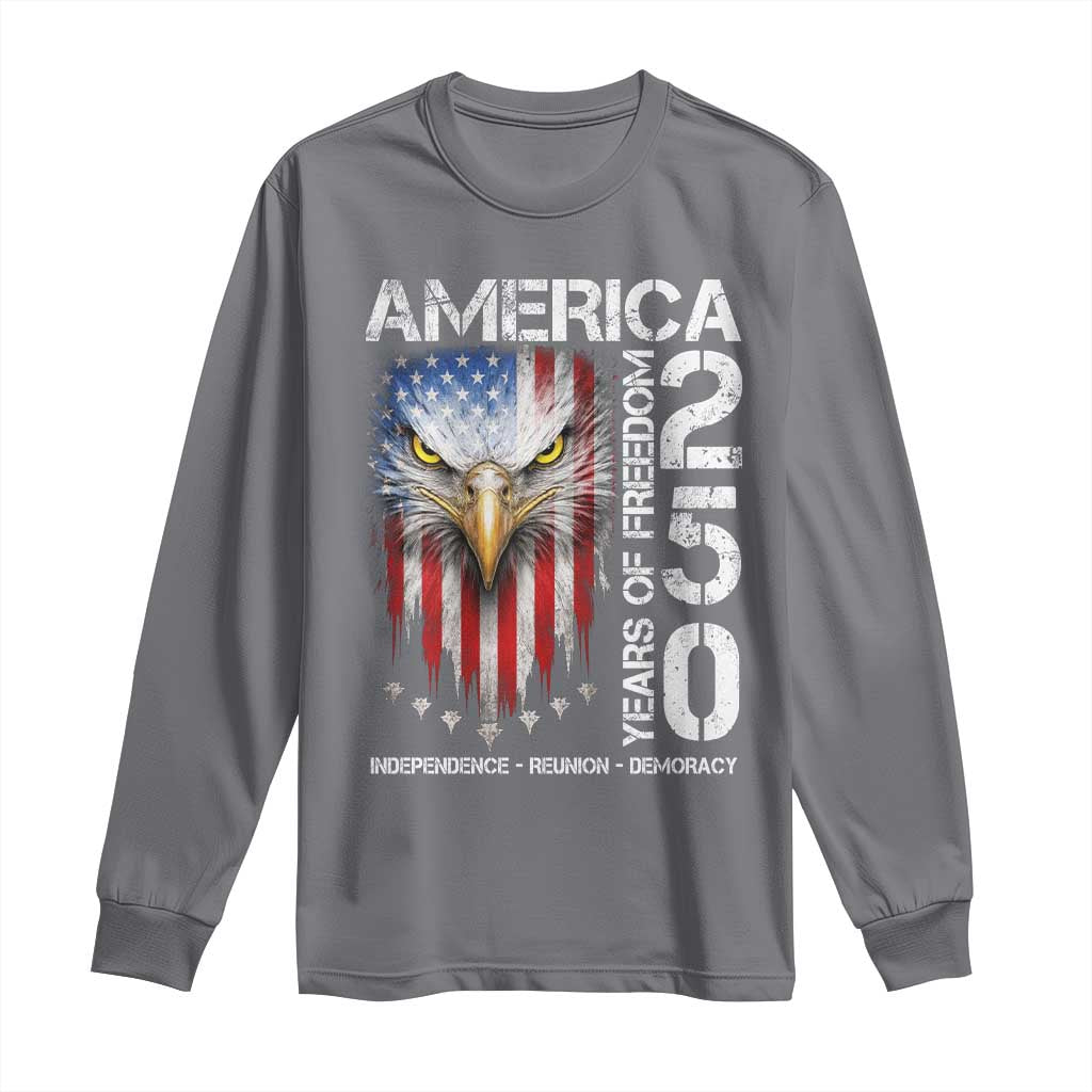 America 250 Years Of Freedom Long Sleeve Shirt USA Anniversary Bald Eagle Patriotic Jets