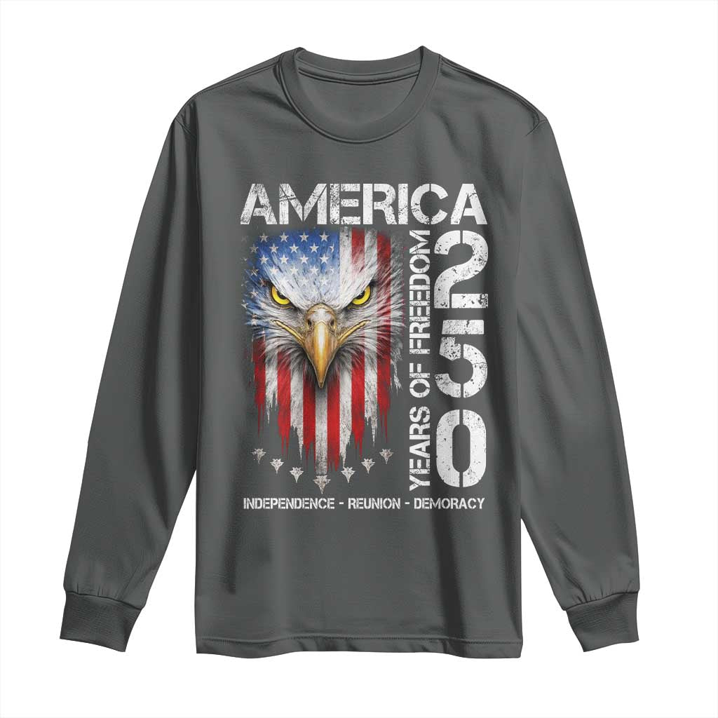 America 250 Years Of Freedom Long Sleeve Shirt USA Anniversary Bald Eagle Patriotic Jets