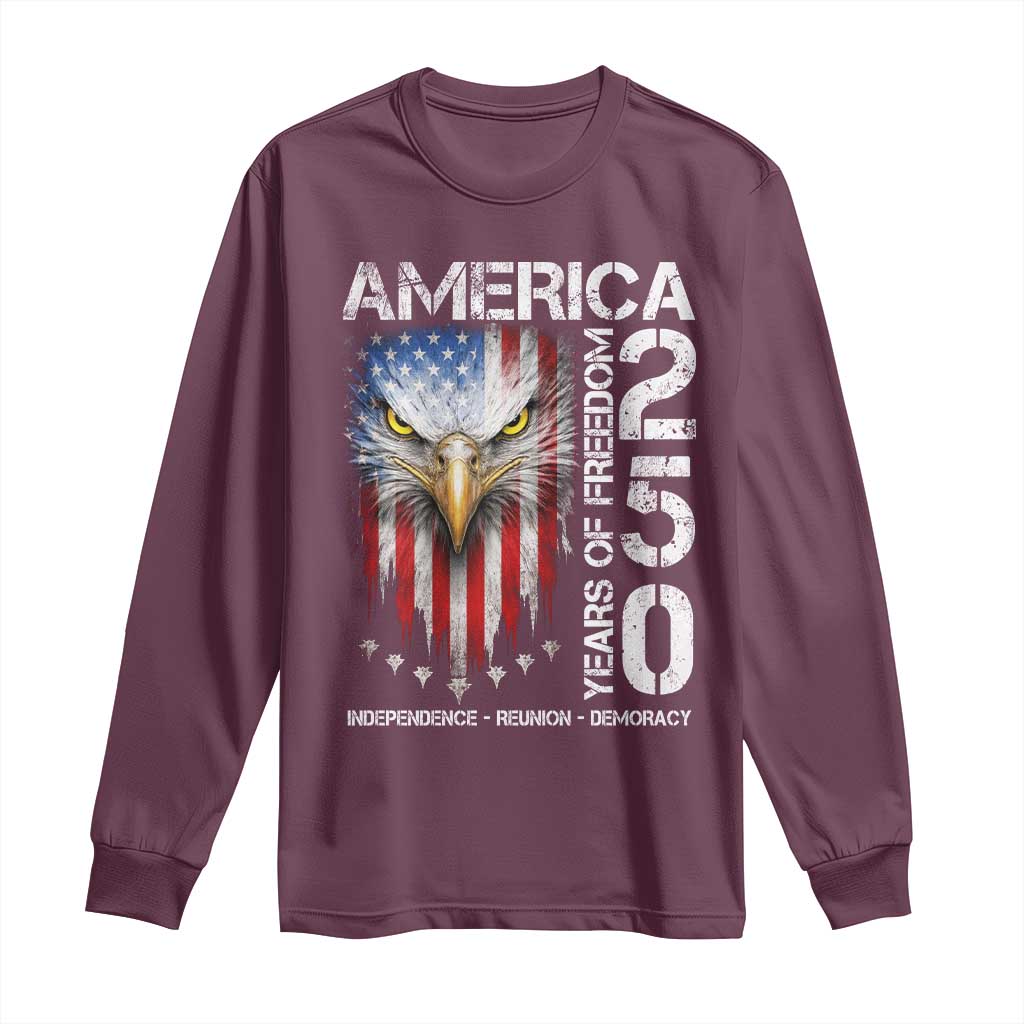 America 250 Years Of Freedom Long Sleeve Shirt USA Anniversary Bald Eagle Patriotic Jets