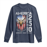 America 250 Years Of Freedom Long Sleeve Shirt USA Anniversary Bald Eagle Patriotic Jets