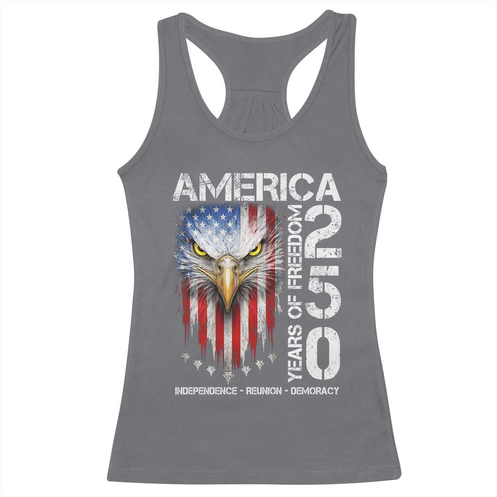 America 250 Years Of Freedom Racerback Tank Top USA Anniversary Bald Eagle Patriotic Jets