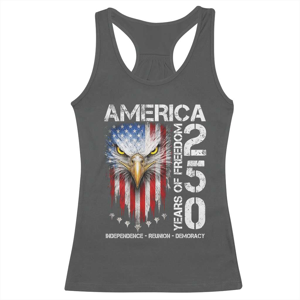 America 250 Years Of Freedom Racerback Tank Top USA Anniversary Bald Eagle Patriotic Jets