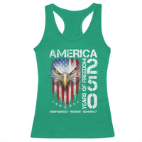 America 250 Years Of Freedom Racerback Tank Top USA Anniversary Bald Eagle Patriotic Jets