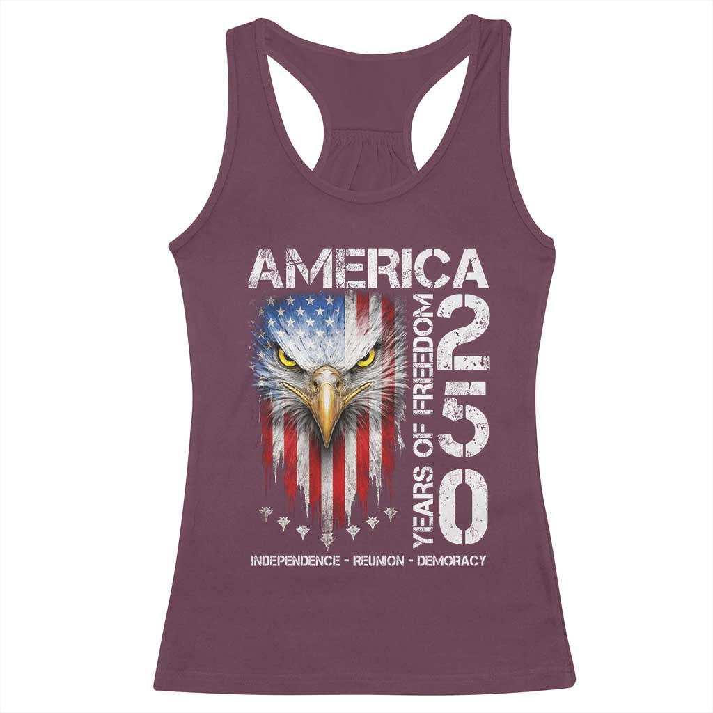 America 250 Years Of Freedom Racerback Tank Top USA Anniversary Bald Eagle Patriotic Jets