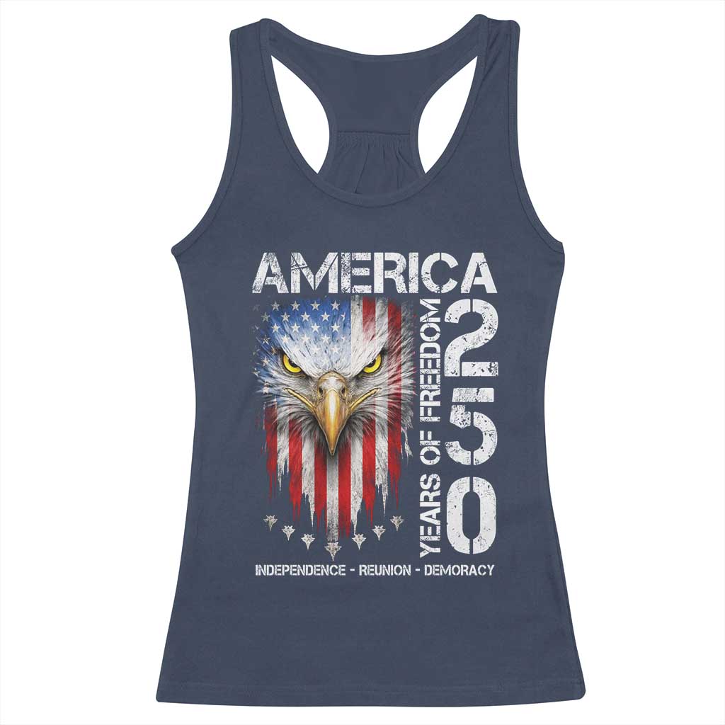 America 250 Years Of Freedom Racerback Tank Top USA Anniversary Bald Eagle Patriotic Jets