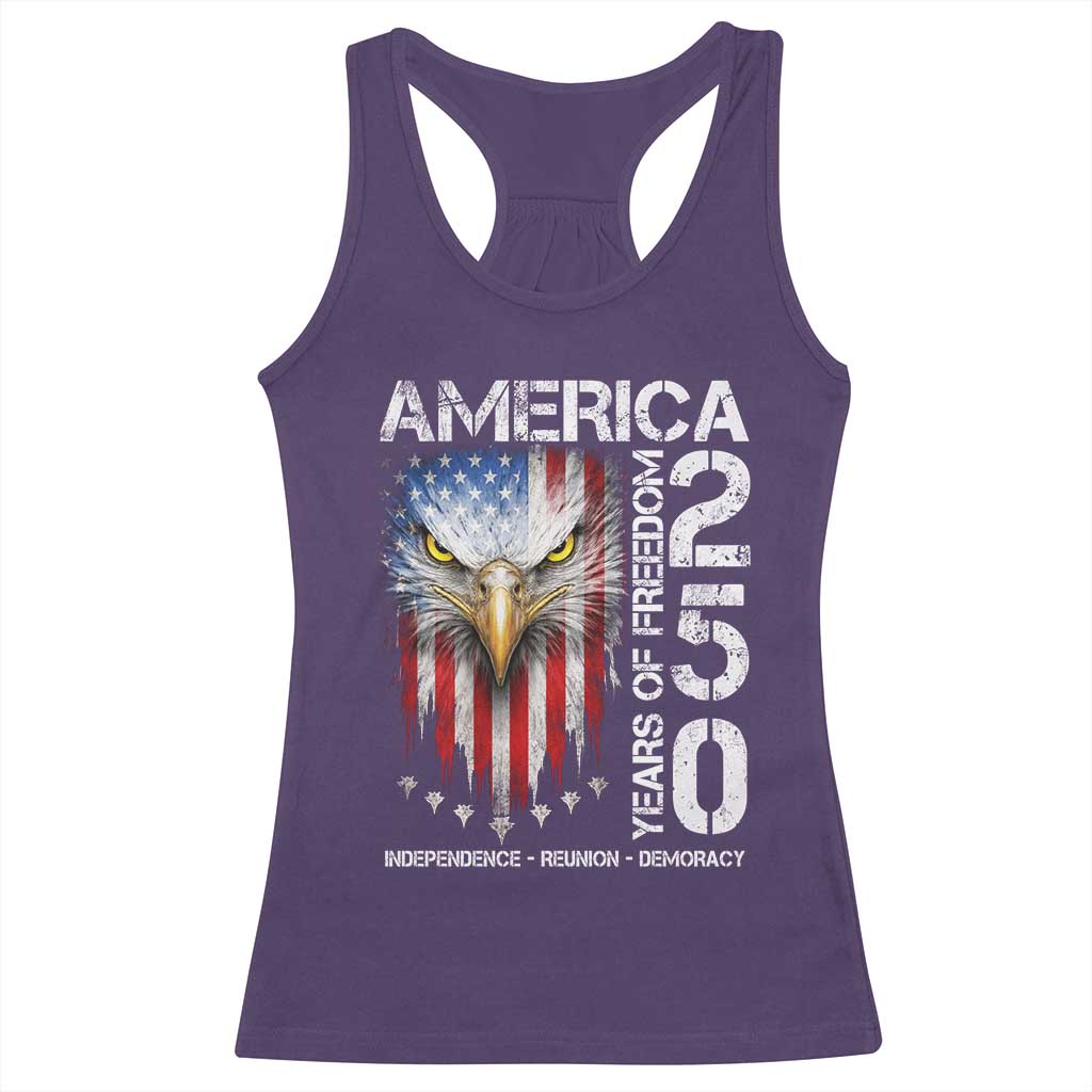 America 250 Years Of Freedom Racerback Tank Top USA Anniversary Bald Eagle Patriotic Jets