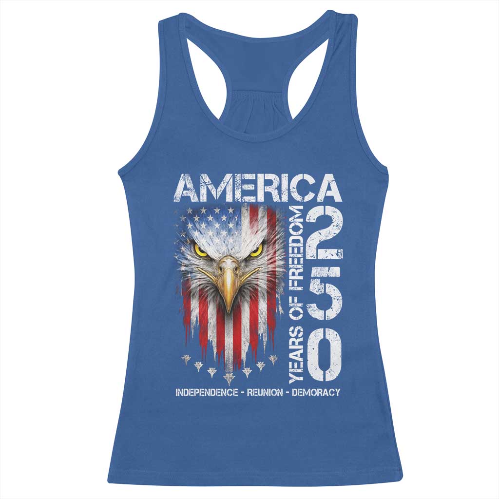 America 250 Years Of Freedom Racerback Tank Top USA Anniversary Bald Eagle Patriotic Jets