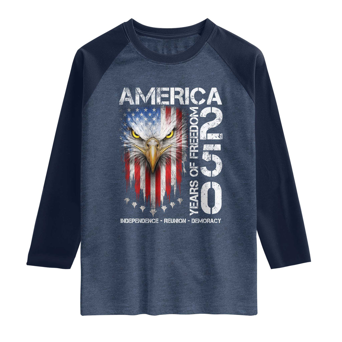 America 250 Years Of Freedom Raglan Shirt USA Anniversary Bald Eagle Patriotic Jets