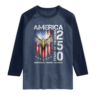 America 250 Years Of Freedom Raglan Shirt USA Anniversary Bald Eagle Patriotic Jets