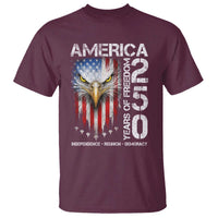 America 250 Years Of Freedom T Shirt USA Anniversary Bald Eagle Patriotic Jets