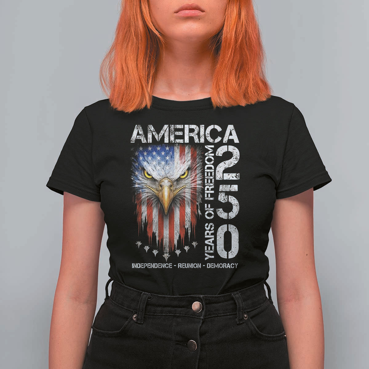 America 250 Years Of Freedom T Shirt For Women USA Anniversary Bald Eagle Patriotic Jets