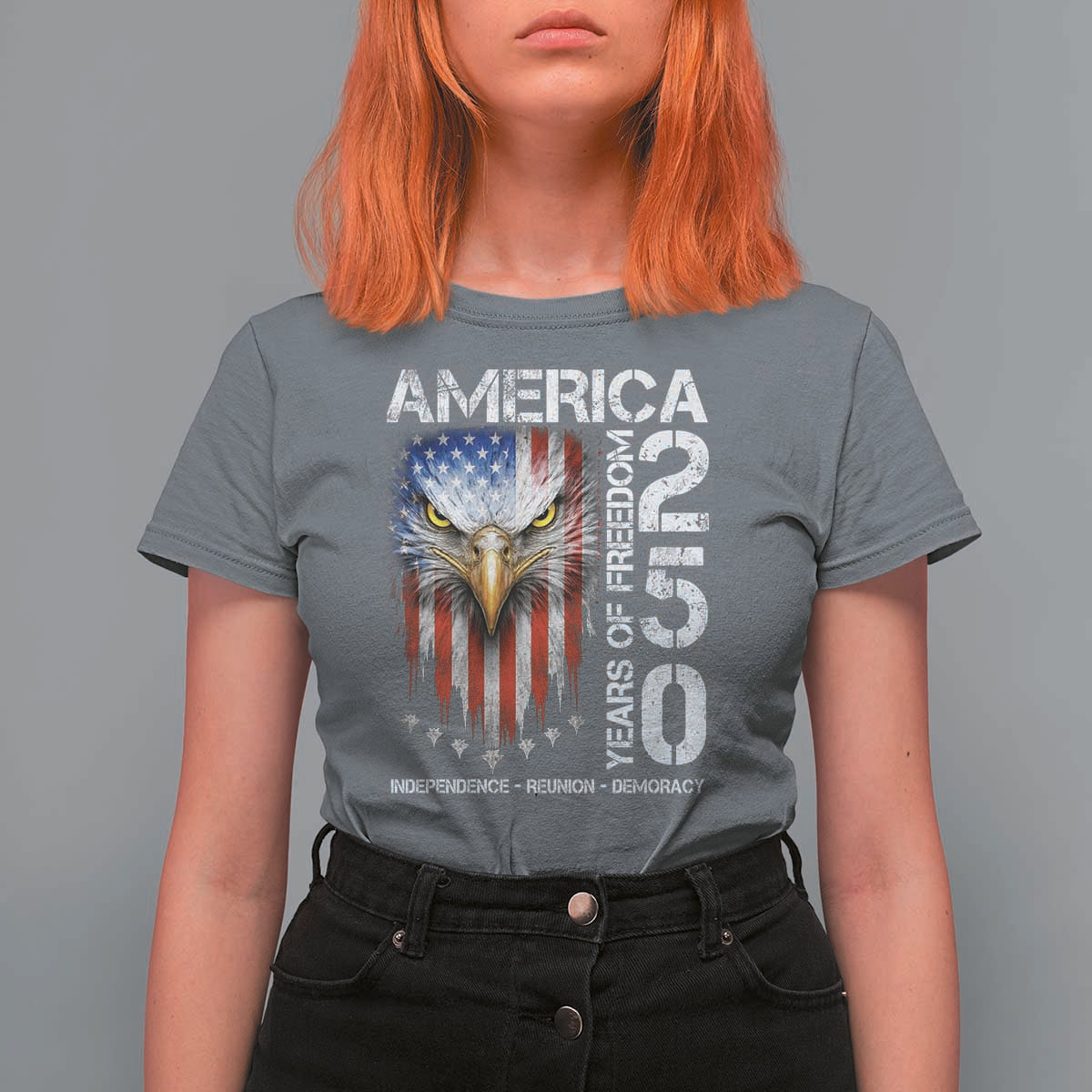 America 250 Years Of Freedom T Shirt For Women USA Anniversary Bald Eagle Patriotic Jets