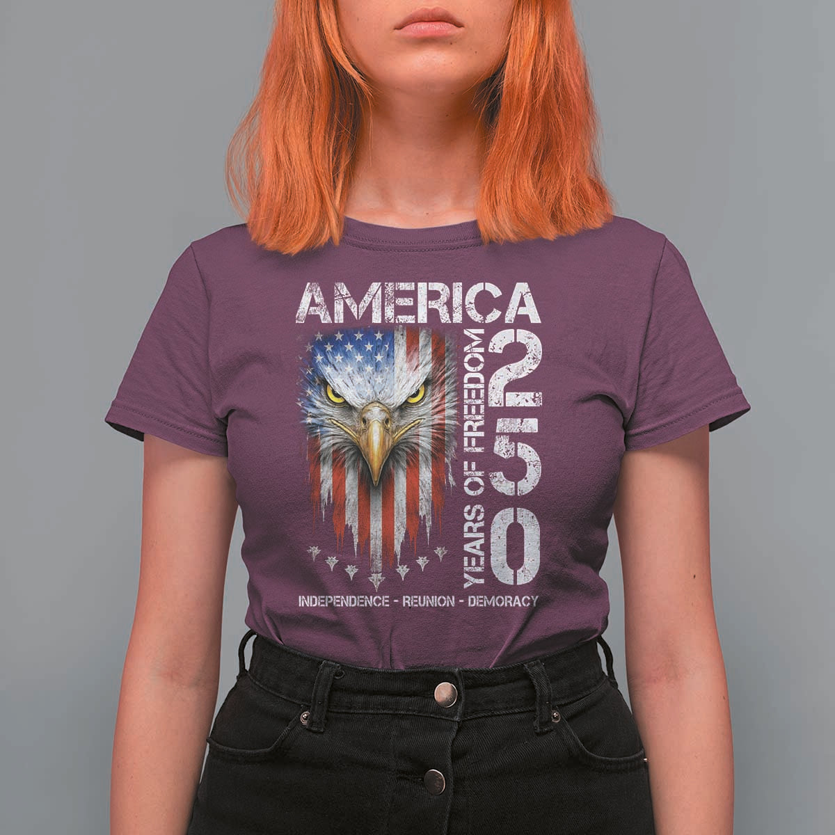 America 250 Years Of Freedom T Shirt For Women USA Anniversary Bald Eagle Patriotic Jets