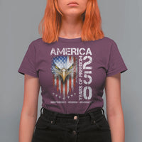 America 250 Years Of Freedom T Shirt For Women USA Anniversary Bald Eagle Patriotic Jets