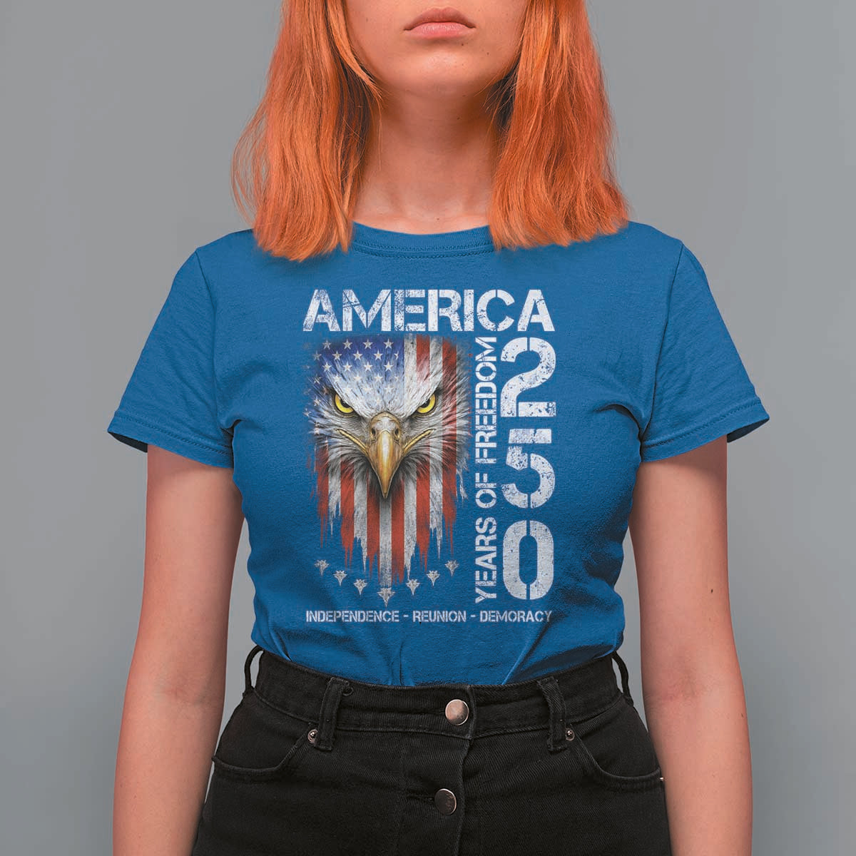 America 250 Years Of Freedom T Shirt For Women USA Anniversary Bald Eagle Patriotic Jets