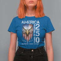 America 250 Years Of Freedom T Shirt For Women USA Anniversary Bald Eagle Patriotic Jets