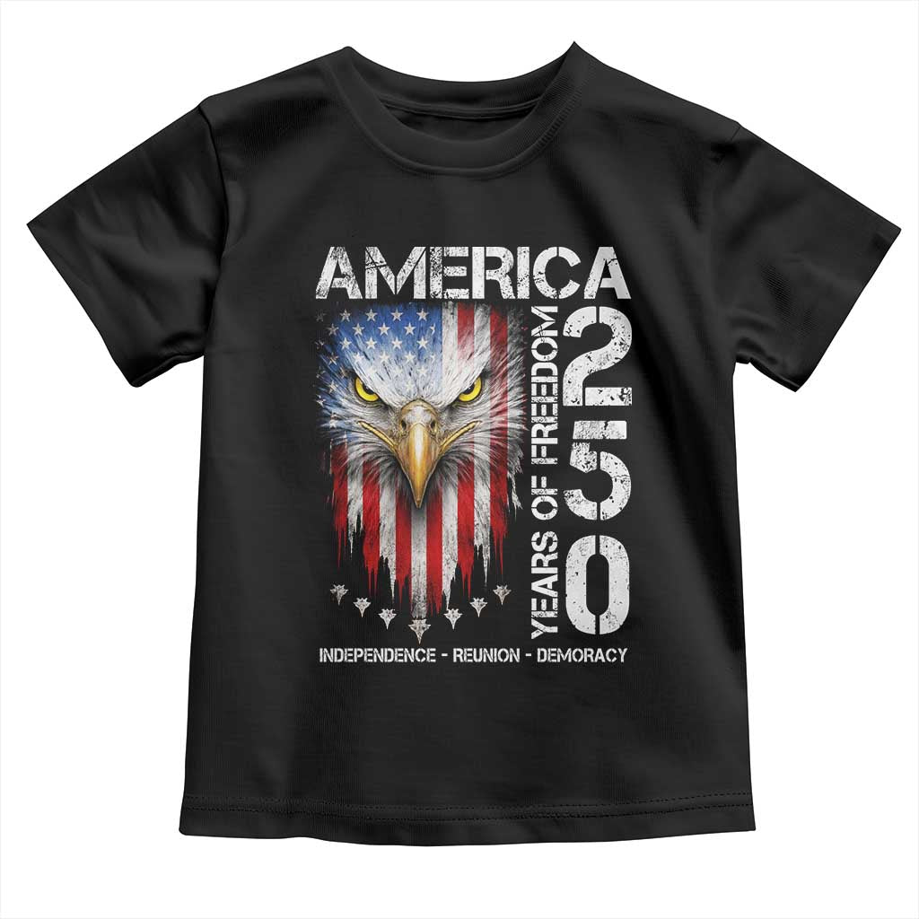 America 250 Years Of Freedom Toddler T Shirt USA Anniversary Bald Eagle Patriotic Jets