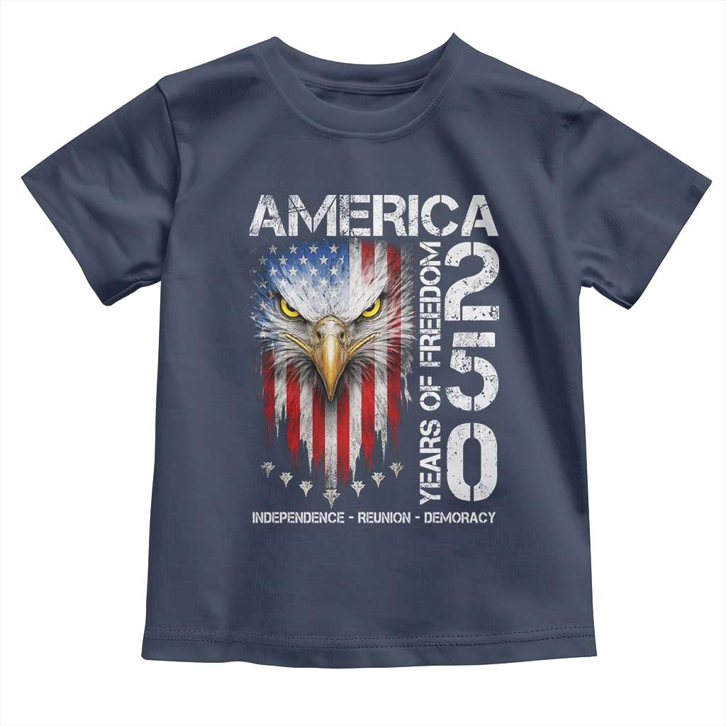 America 250 Years Of Freedom Toddler T Shirt USA Anniversary Bald Eagle Patriotic Jets