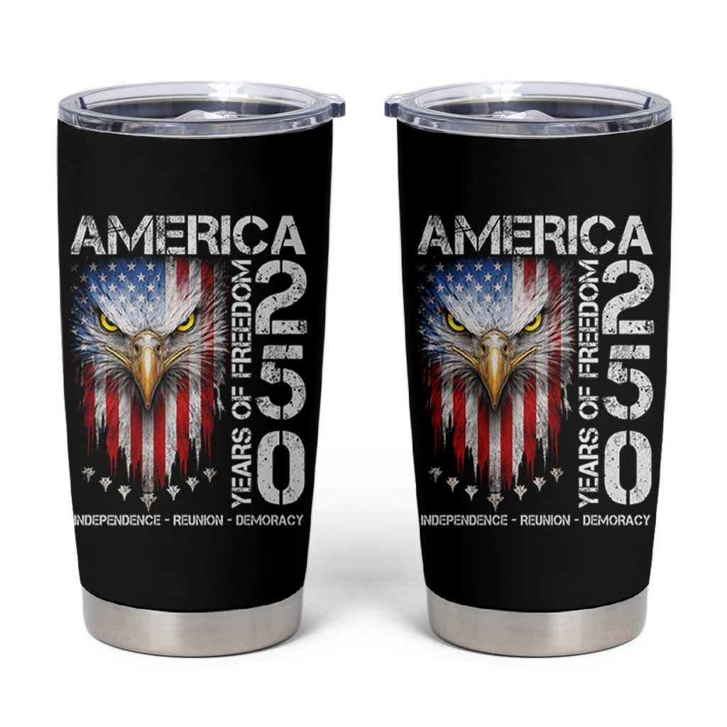 America 250 Years Of Freedom Tumbler Cup USA Anniversary Bald Eagle Patriotic Jets