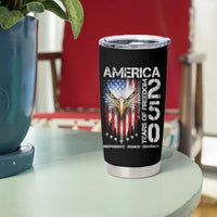 America 250 Years Of Freedom Tumbler Cup USA Anniversary Bald Eagle Patriotic Jets